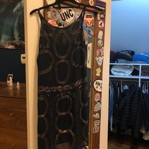 Mini blue dress with sequence